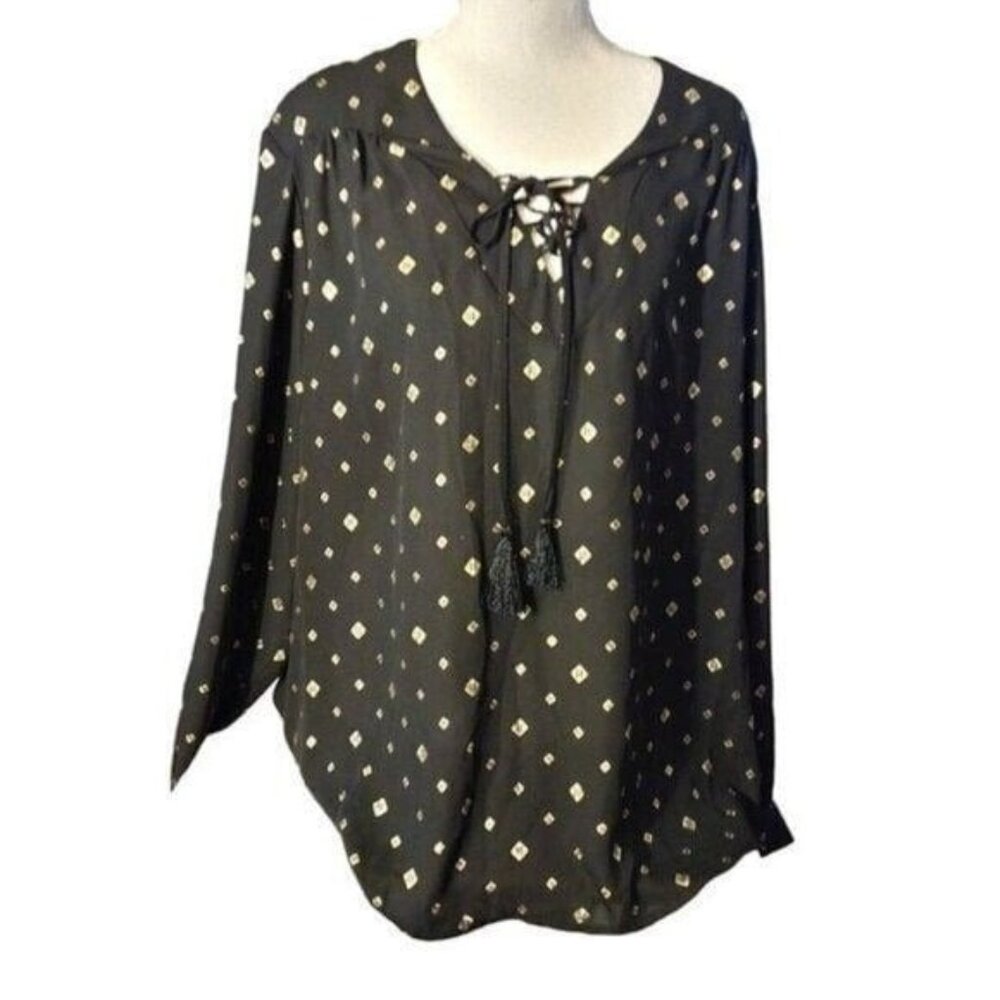 BLACK TOP W/GOLD DESIGNS-L/S- SIZE: XXL (20) BY FADED GLORY